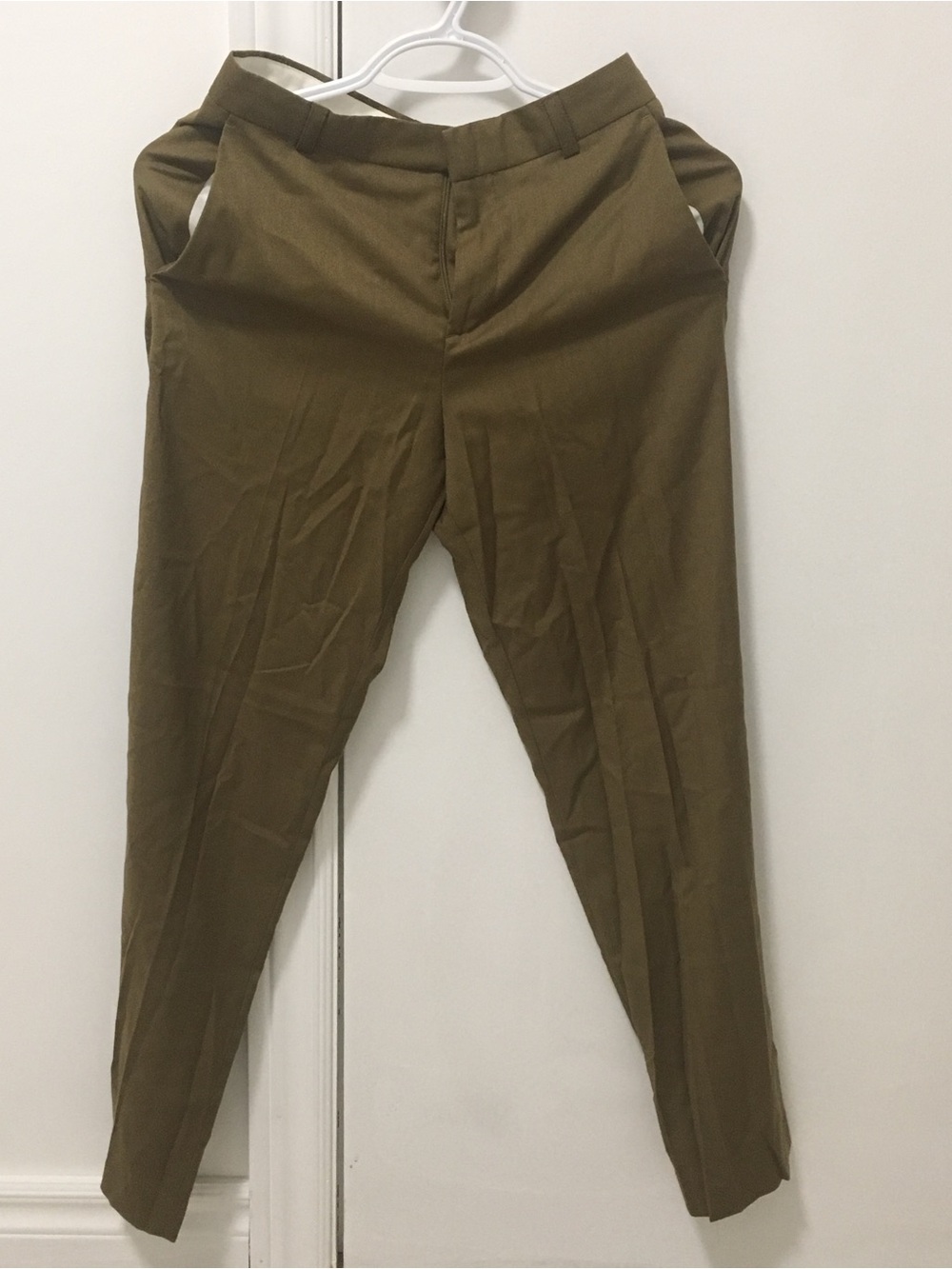 Preowned Topshop Women’s Dress Pants Front Tapered Size Small Olive Green Tan